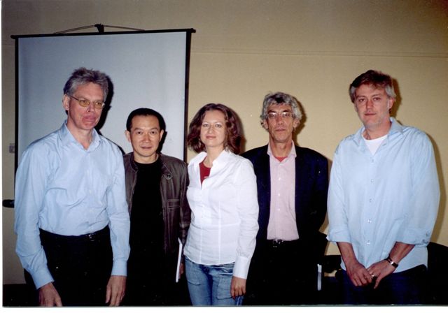 Joel Bons, Tan Dun, Polina Medyulyanova, Lucas Vis and Wim Hendericks after Workshop with Tan Dun, Conservatory in Amsterdam 2005